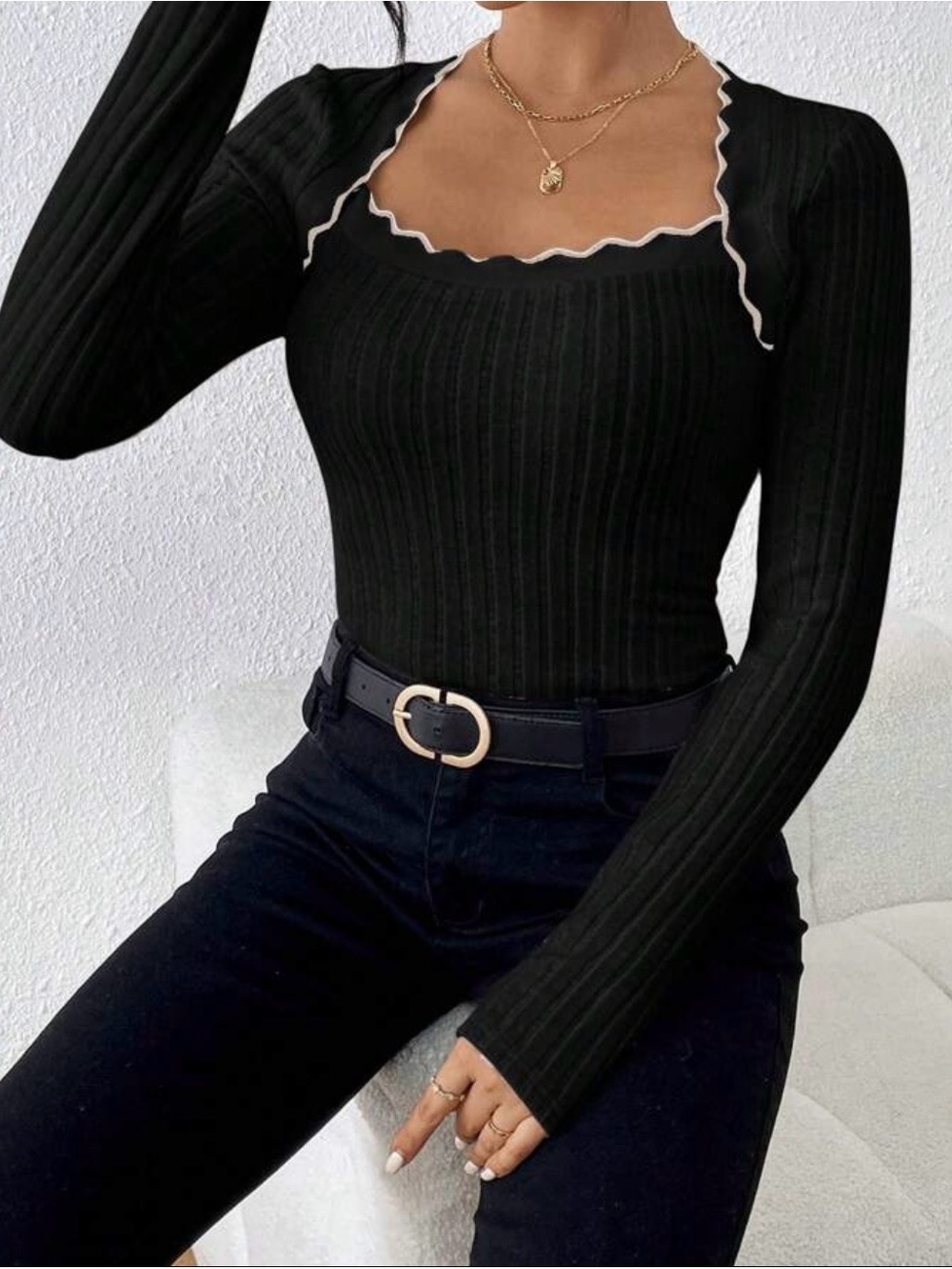 Frenchy Colorblock Ribbed Bodysuit